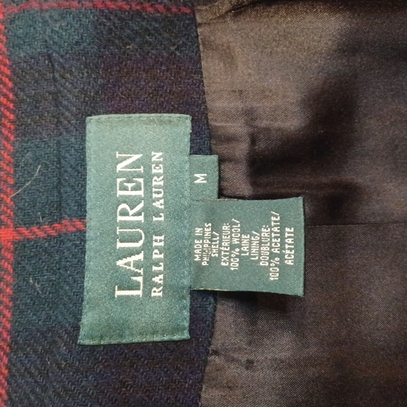 Vintage Lauren Ralph Lauren Plaid Wool Double Breasted Coat Size Medium - Picture 7 of 10